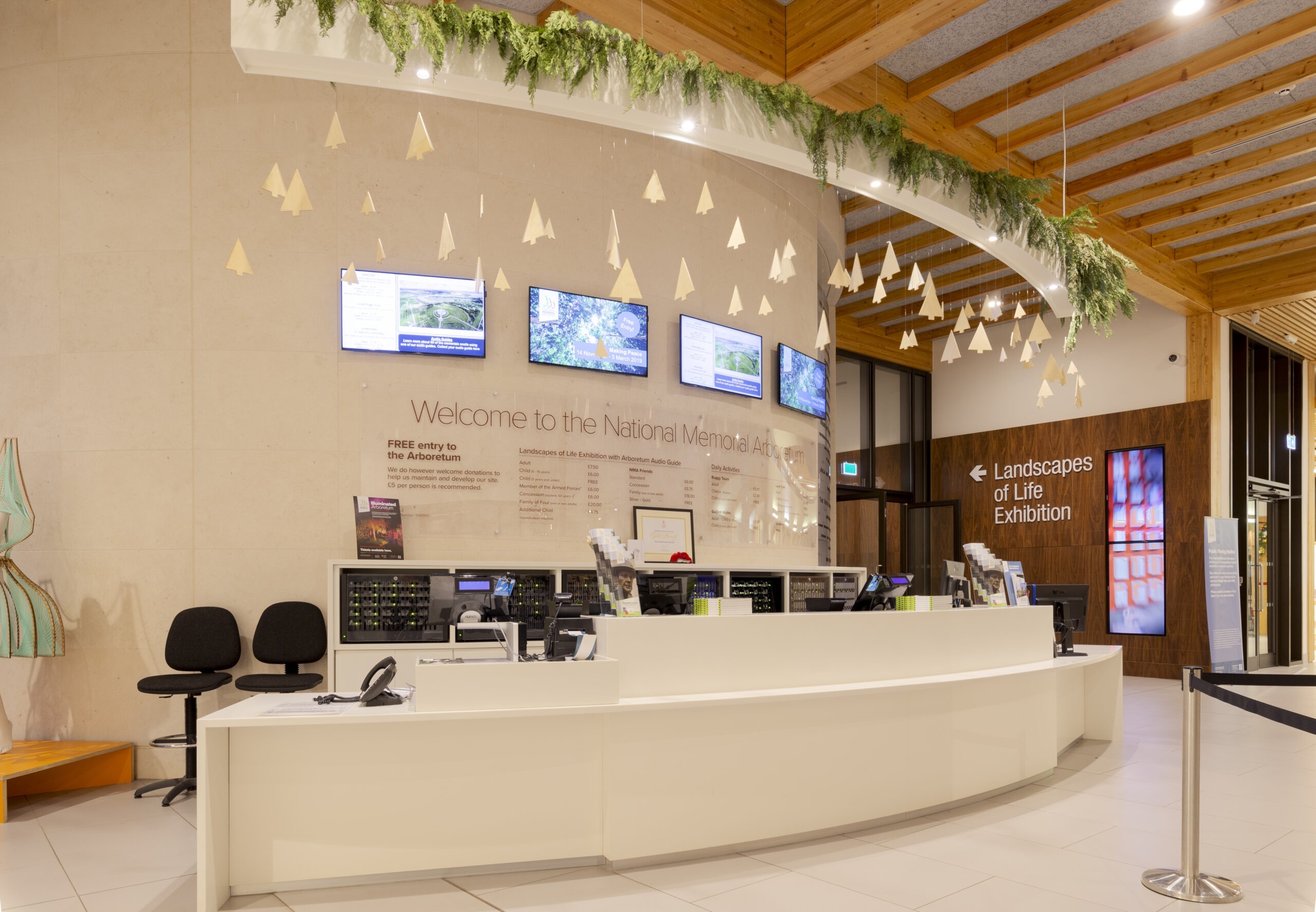 Tamlite National Memorial Arboretum Tamworth reception area LED lighting main desk