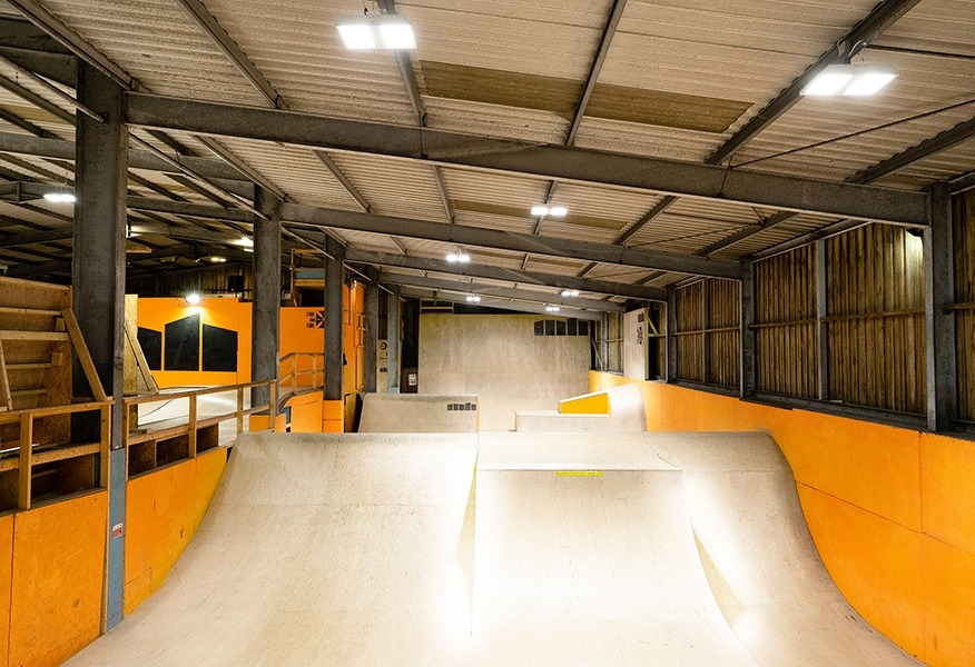 Tamlite Mount Hawke Skatepark Truro skating ramps LED lighting EXPO
