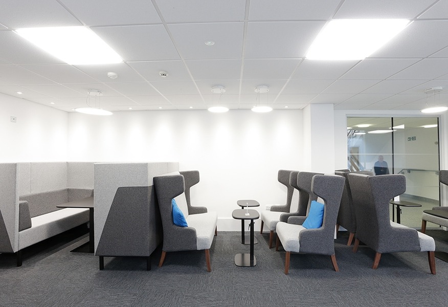 Tamlite Registers of Scotland Edinburgh seating area upper floor LED lighting