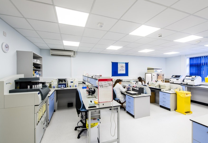 Tamlite Princess Elizabeth Hospital Guernsey case study lab room LED lighting