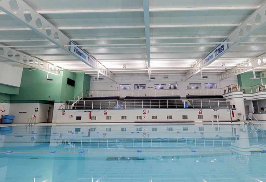 Tamlite Snowdome Tamworth swimming pool seating area LED lighting