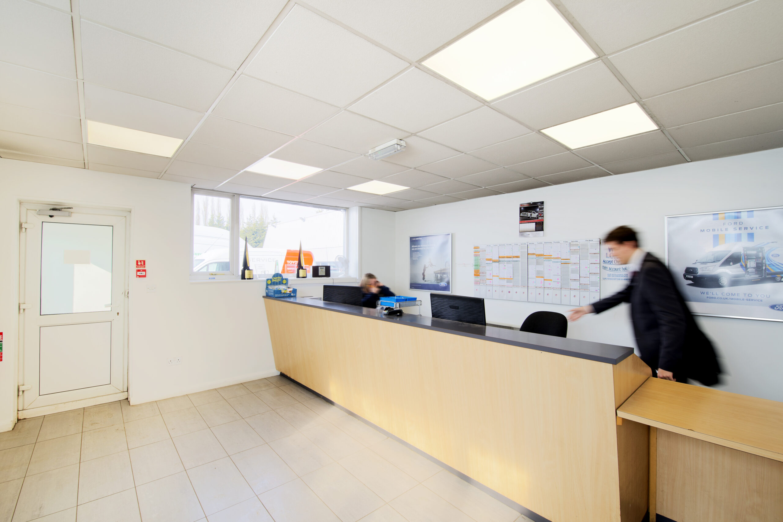 Tamlite Paynes Ford Garage office lighting reception area