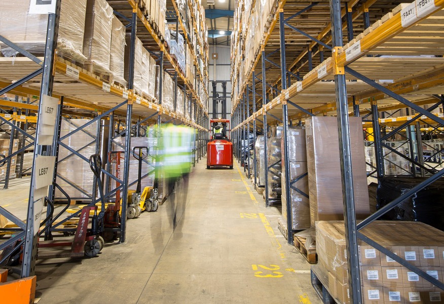 Tamlite Hardings Transport factory lighting with forklift