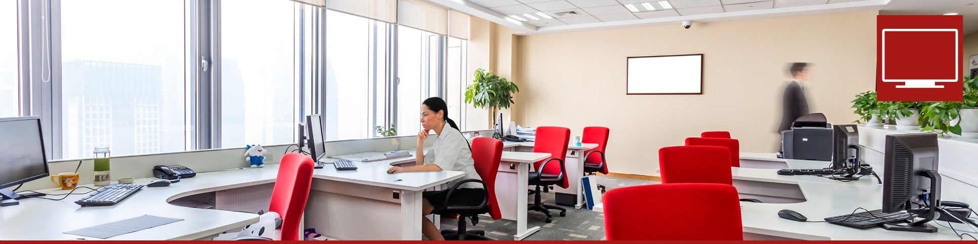 Tamlite Office LED lighting header with icon