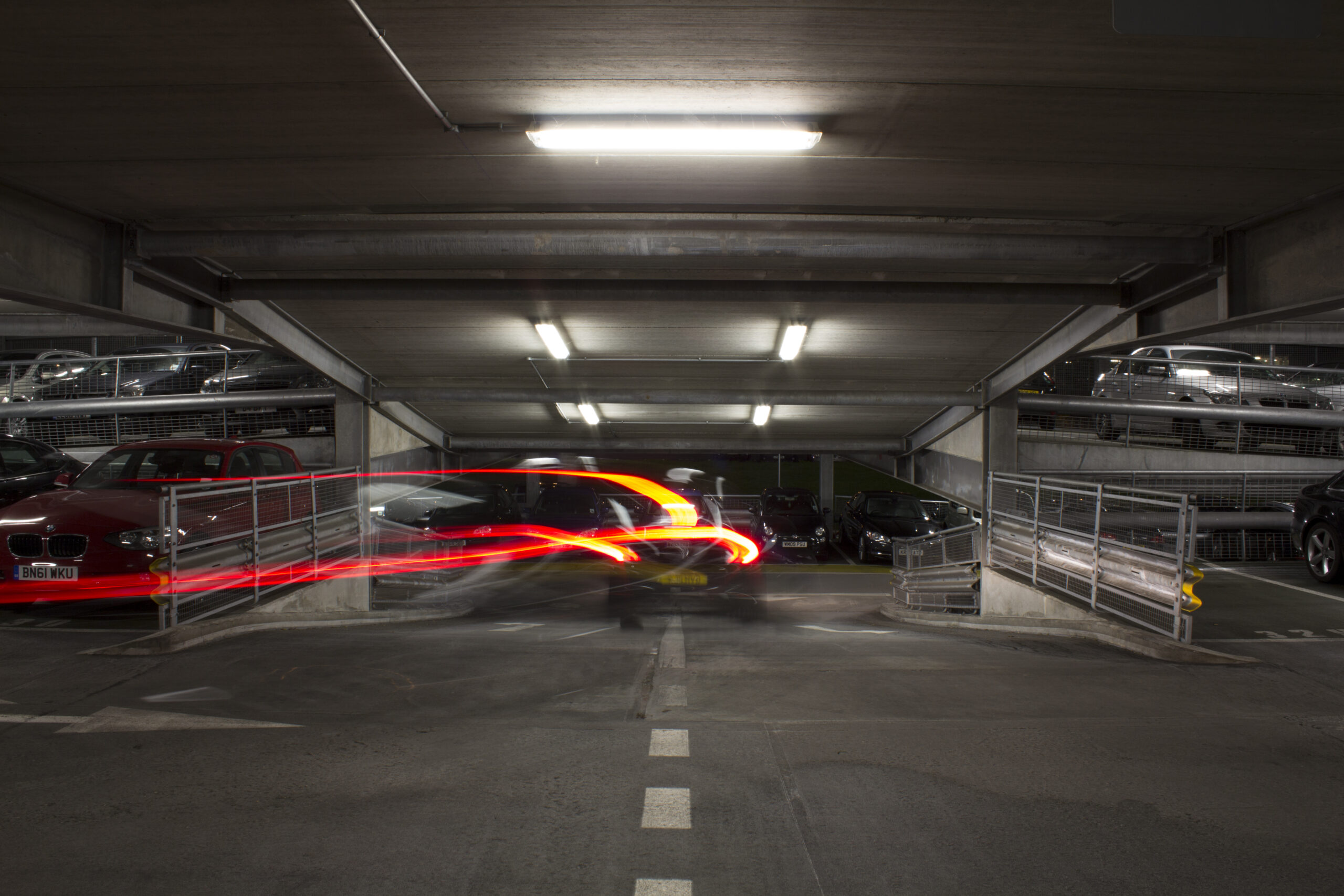 Tamlite Network Rail urban car park lighting car driving
