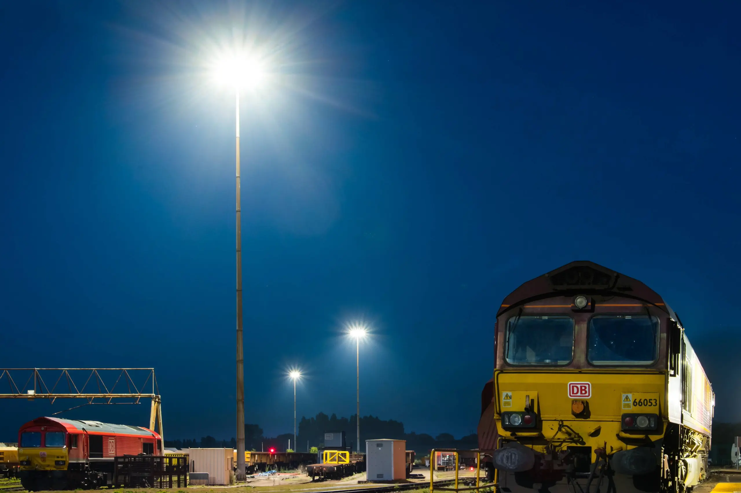 Column lighting in freight yard