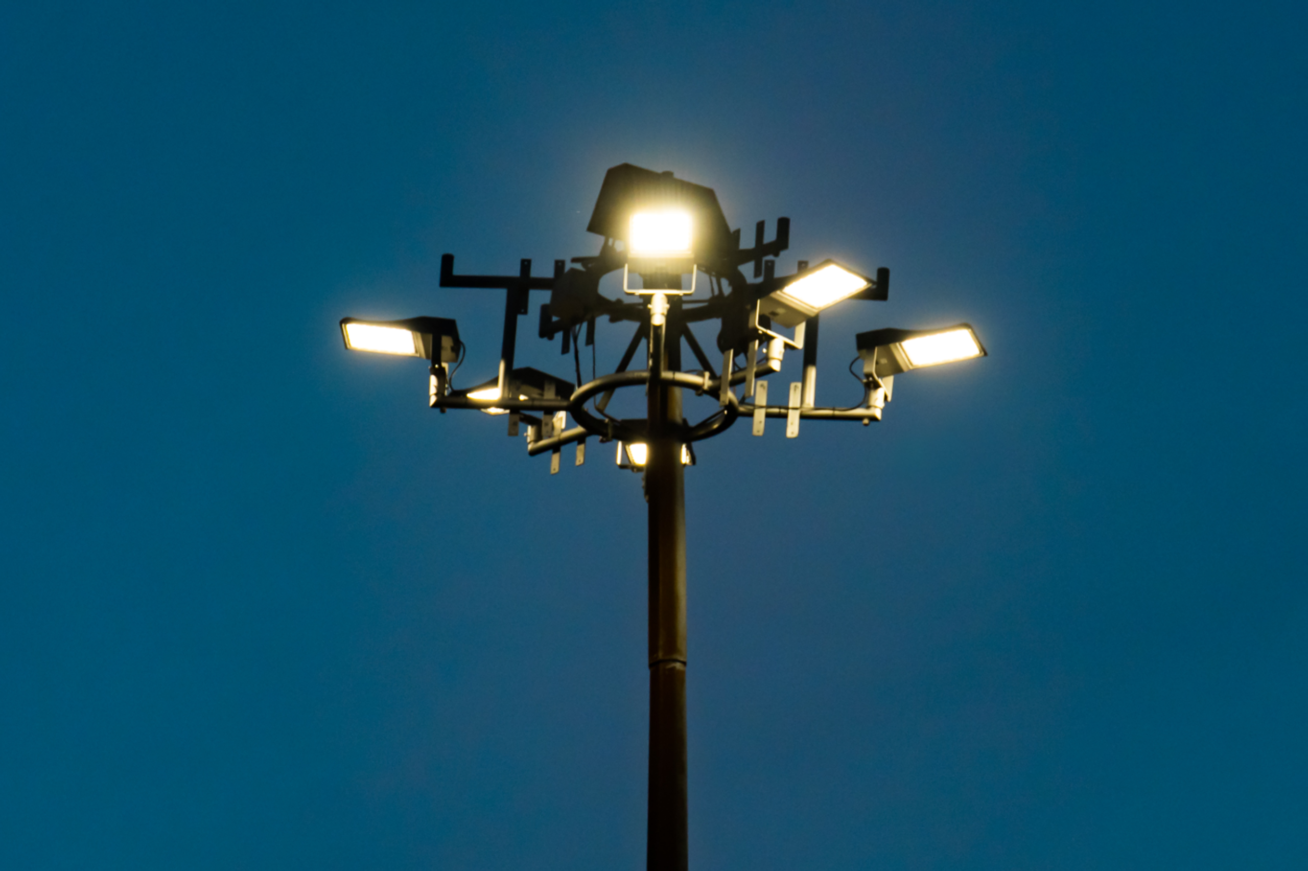 Flood light at dusk