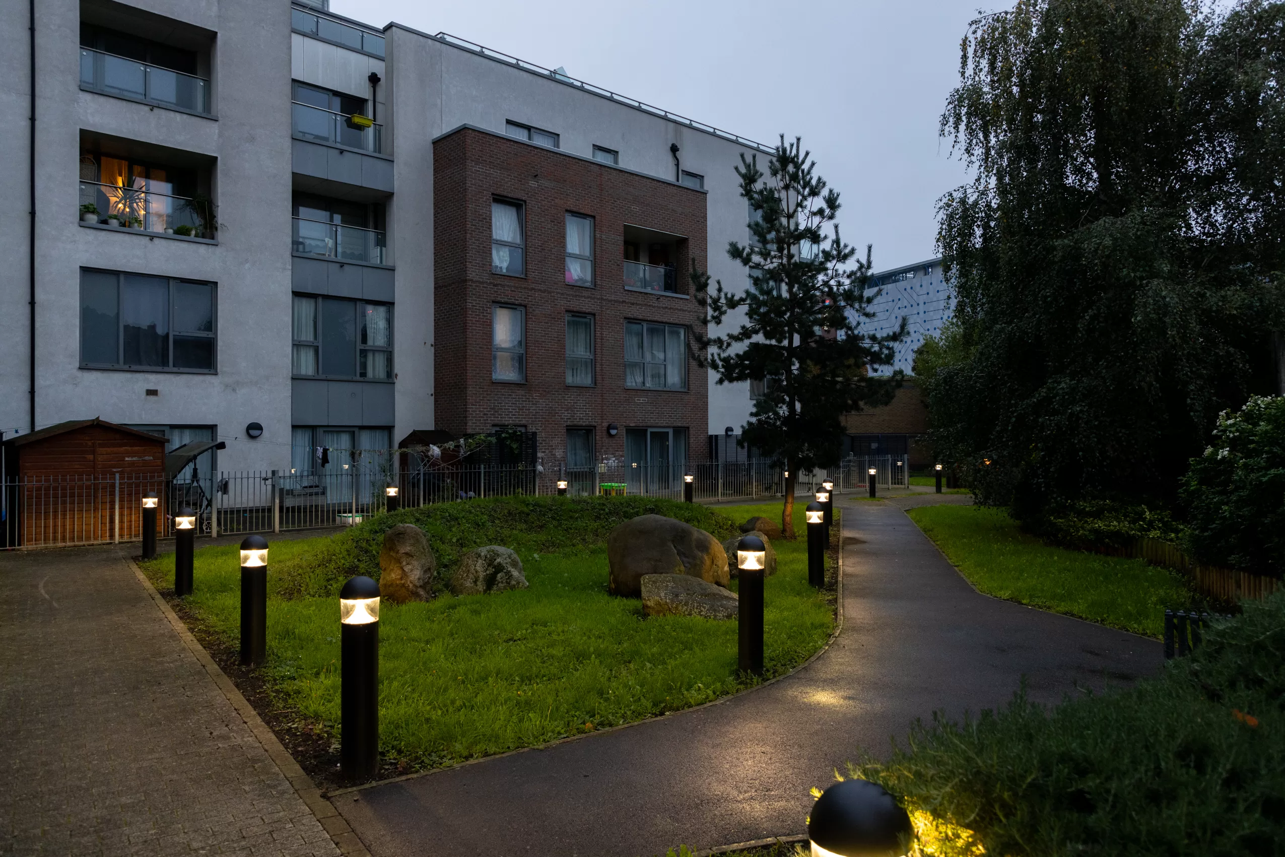 CITY Bollards on a path in a block of flats
