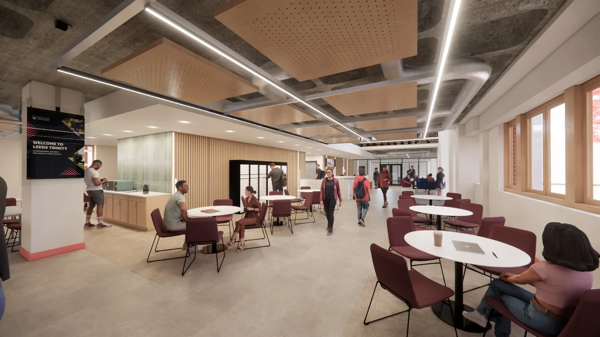 Leeds Trinity University Cafe Room with students